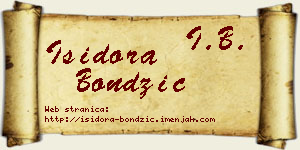 Isidora Bondžić vizit kartica